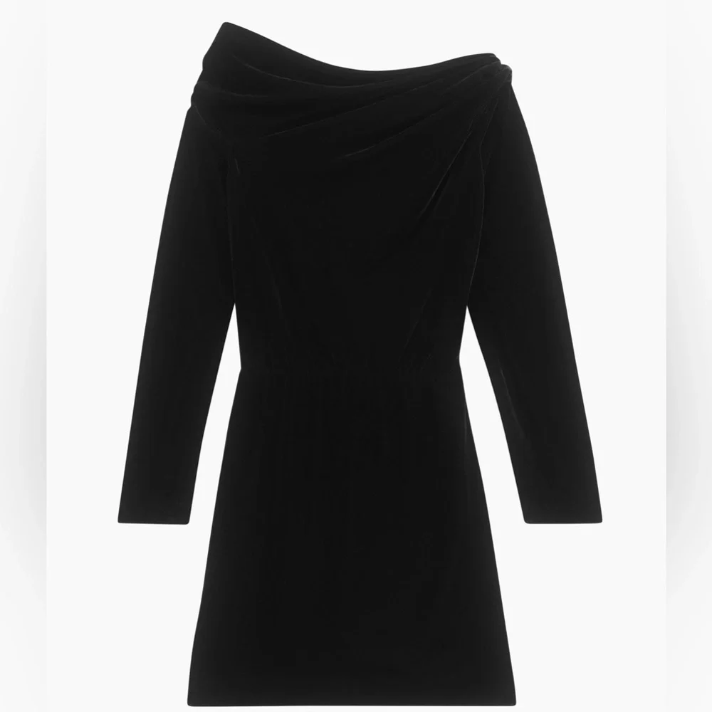 Theory Asymmetric Neck Off Shoulder Dress - Picture 2 of 9